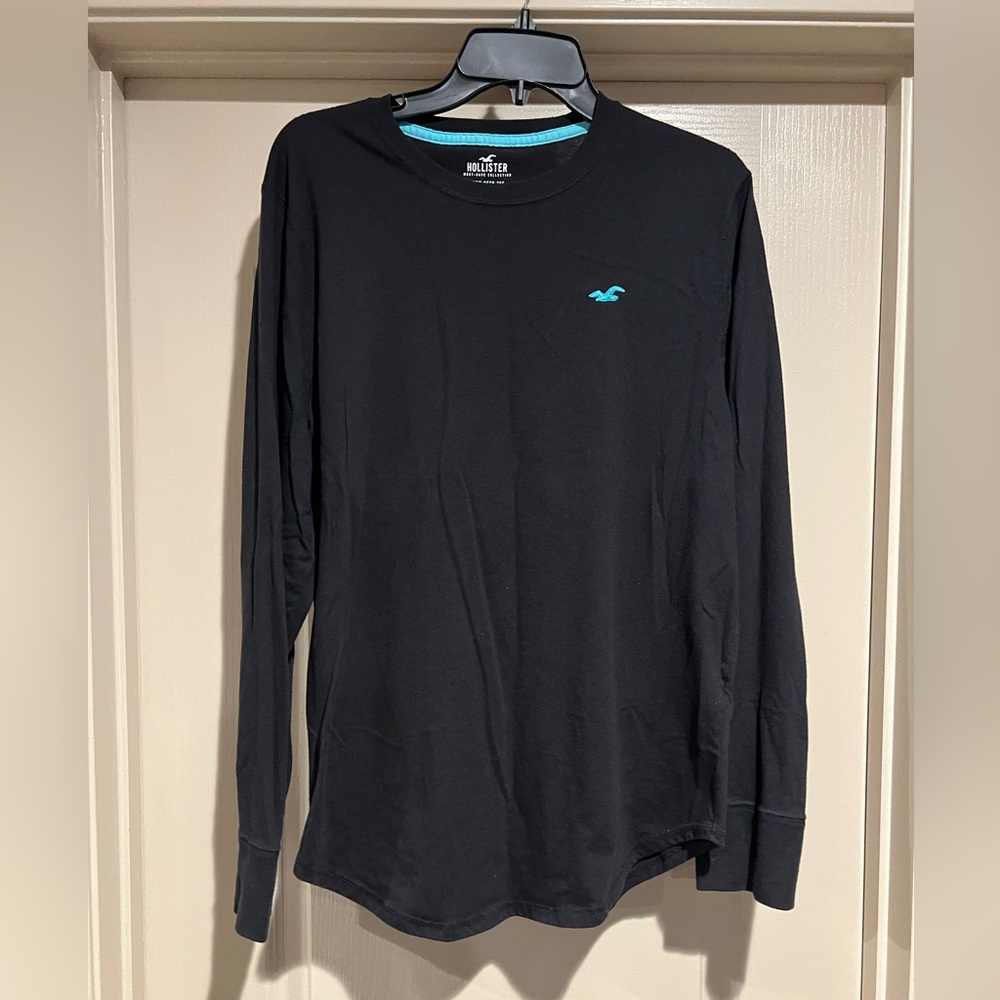 Hollister Black Long Sleeve Curved Hem Shirt